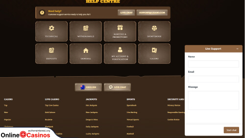 Lizaro Casino Customer Support