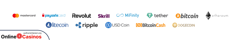 Realz Casino Payment methods